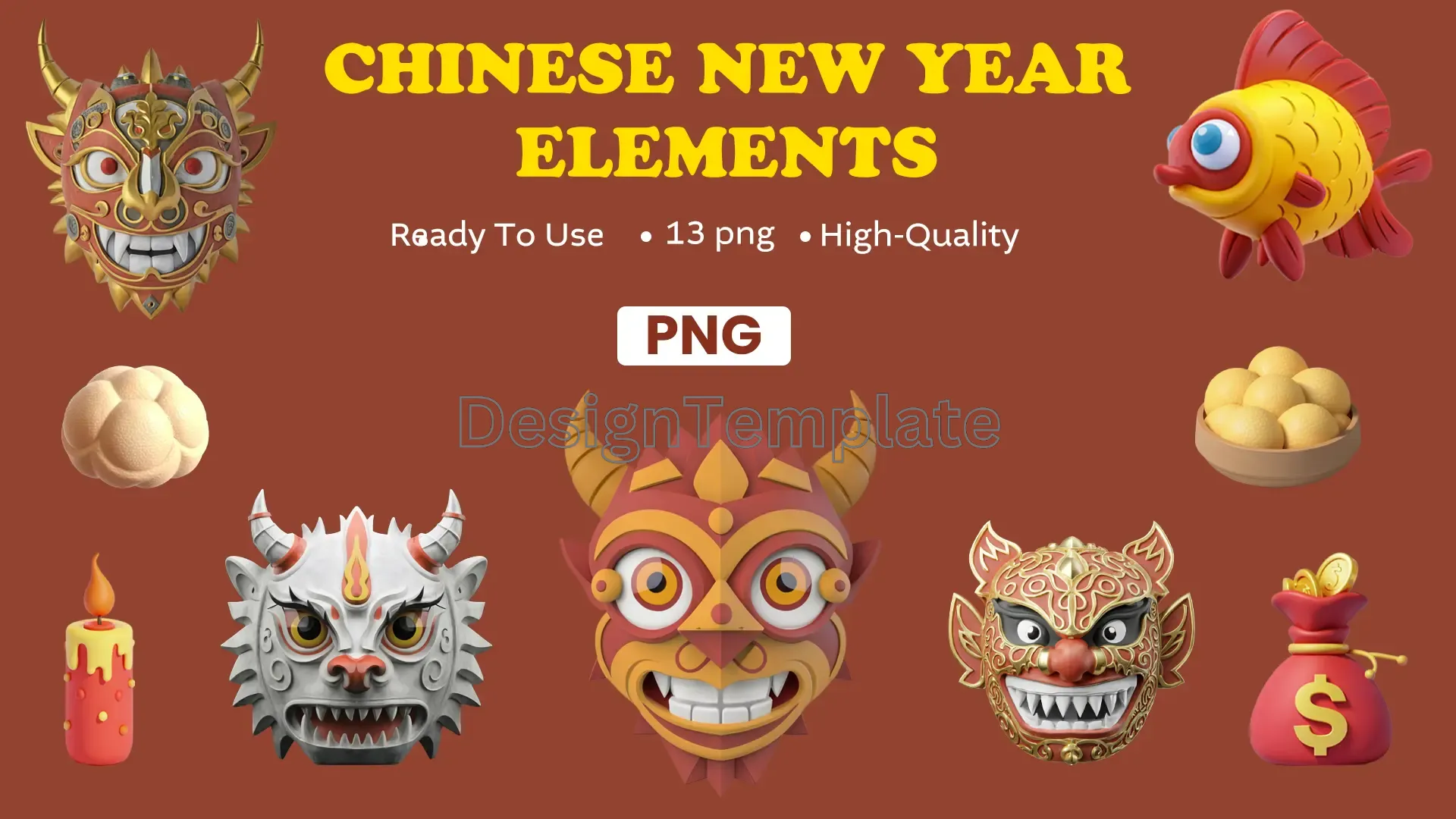 Unique Chinese New Year 3D Elements Pack